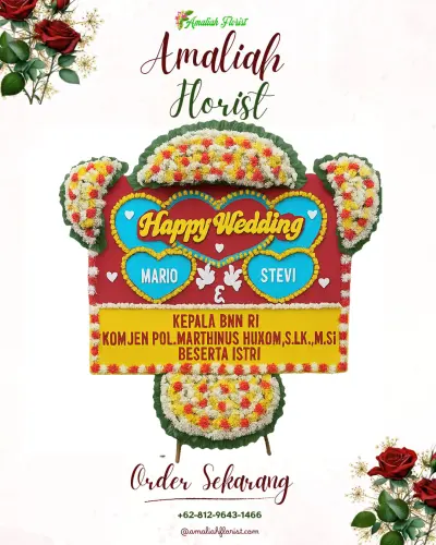 Karangan Papan Bunga Pernikahan di Dengkol